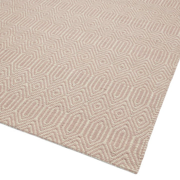 Sloan Modern Duo-Tone Geometric Diamond Hand-Woven Soft-Touch Durable Textured Wool & Cotton Blend Flatweave Pink/Cream Runner-Asiatic Carpets-Rug Love - The Most Loved Rug Store